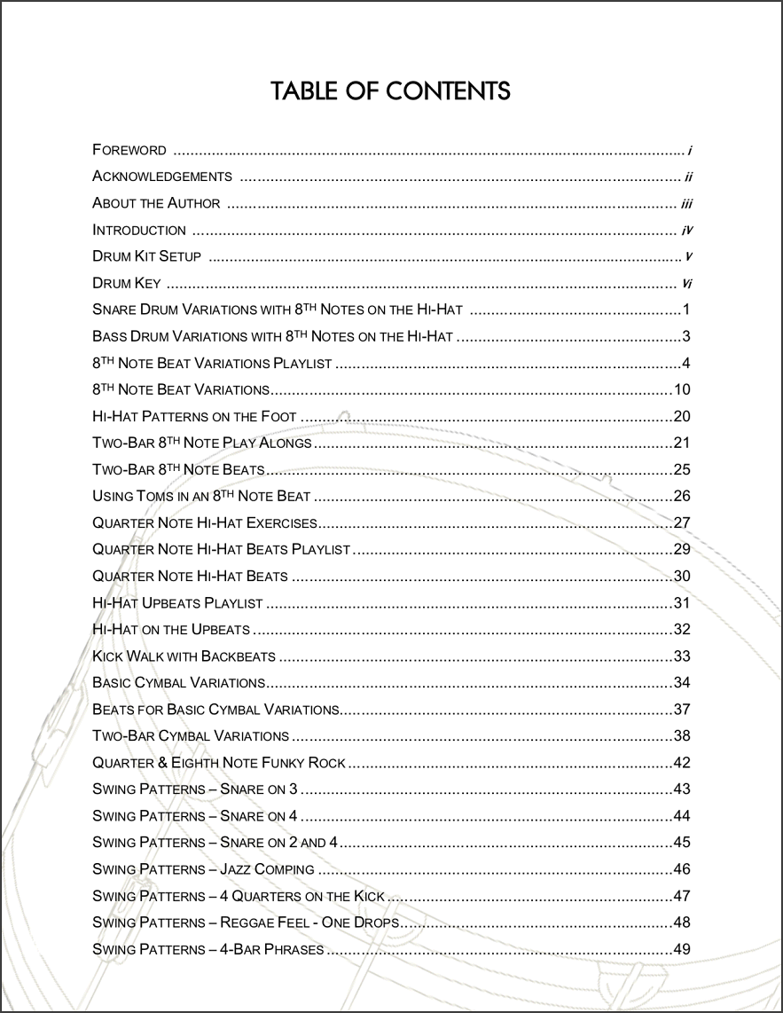 How To Build A Drum Groove Table of Contents