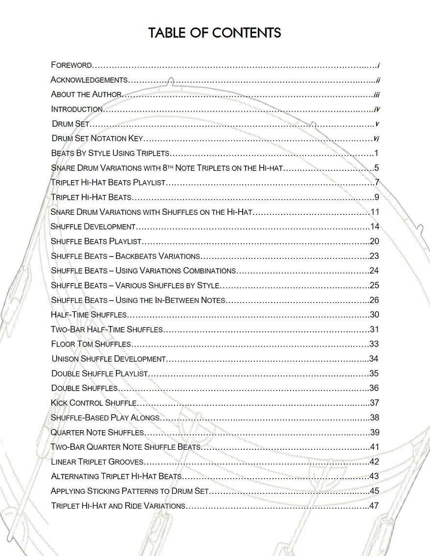 How To Build A Drum Groove Table of Contents